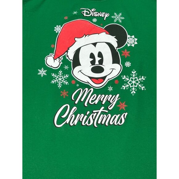 Vintage Disney Mickey Mouse Merry Christmas Green T-Shirt Size S Cotton Adults - Picture 3 of 7